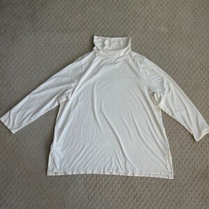 J. Jill Luxe Supima Turtleneck Tunic Top Cream 2X Casual Fall Soft Lagenlook